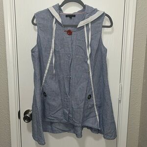 For Cynthia sleeveless snap up hoodie top/ beach cover up size medium